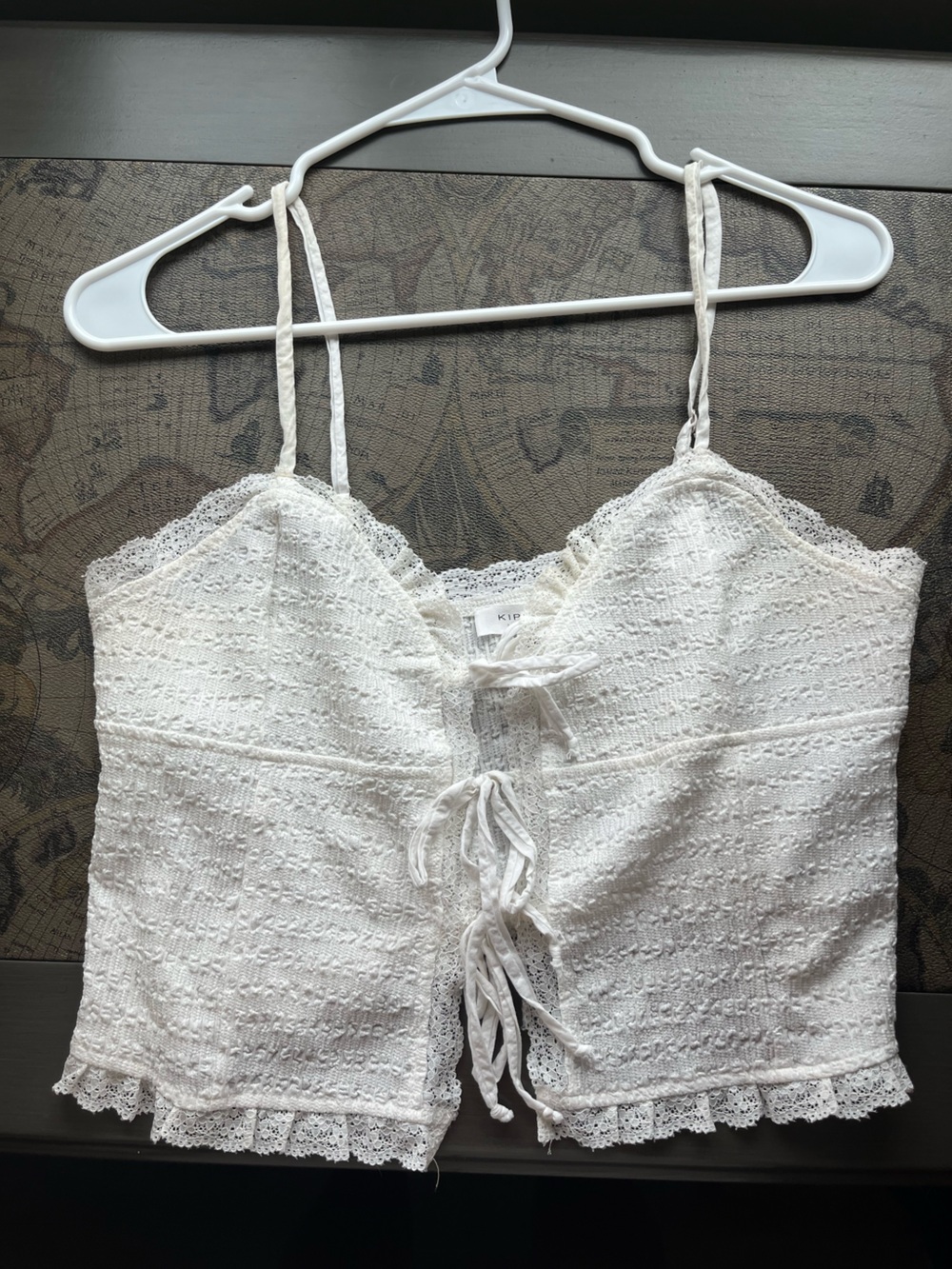 White Lace Singlet with Tie Up Front